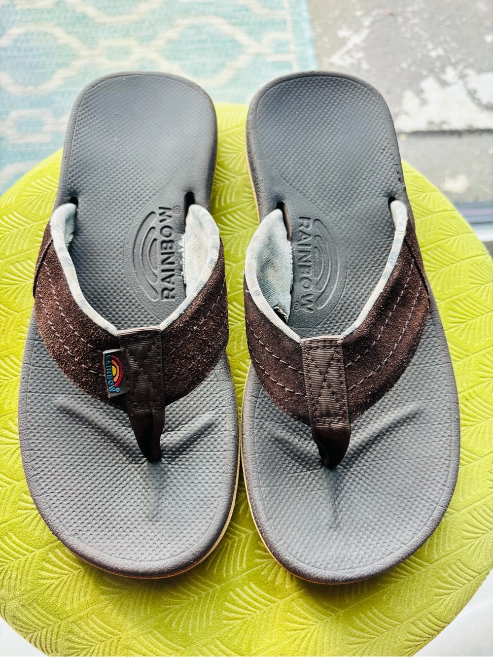 Rainbow Womens East Cape Rubber Flip Flops Sandals Brown Suede Med 6.5-7.5
